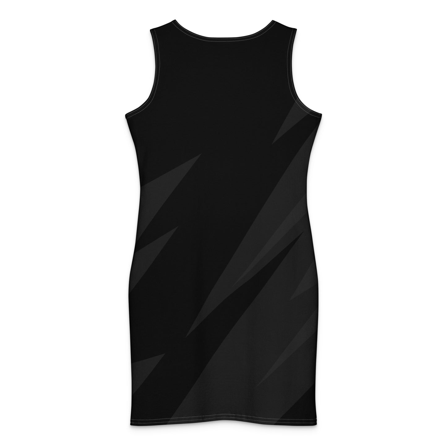 Cotton body dress sleeveless in solid black with subtle dark pattern