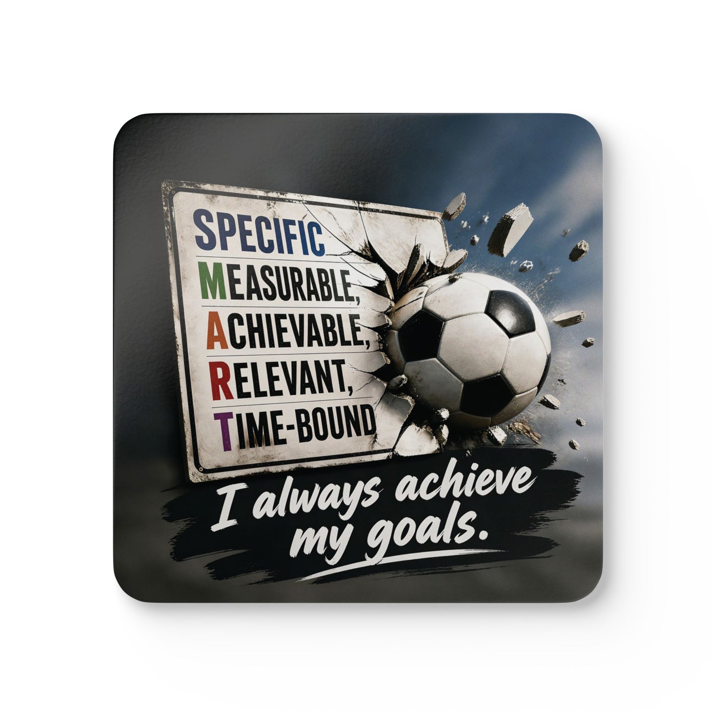 Approuvé par un Coach de Vie | Lot de Sous-verres en Liège SMART Goals pour Atteindre vos Objectifs — "J'atteins toujours mes objectifs"