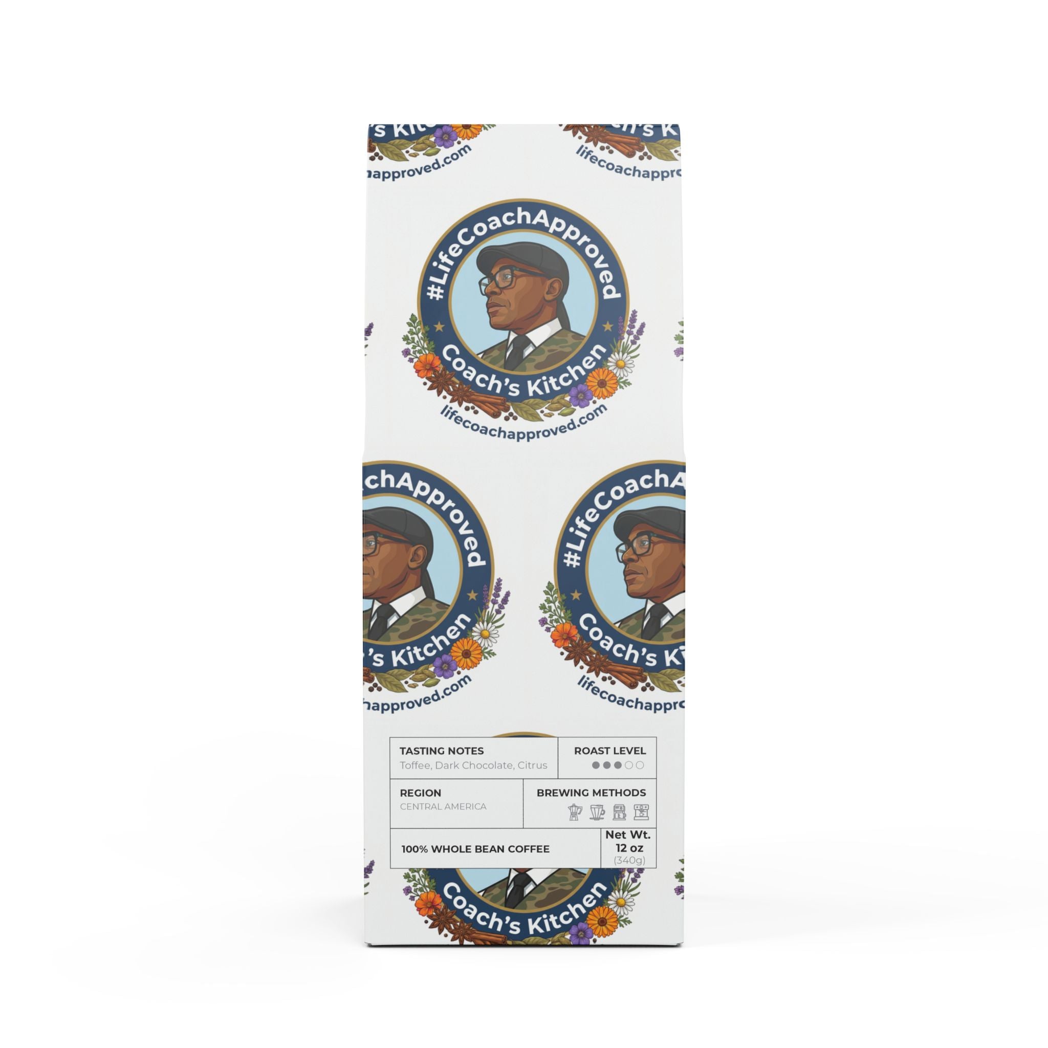 Whole bean coffee bag, Coach's Kitchen Rock Creek, medium roast