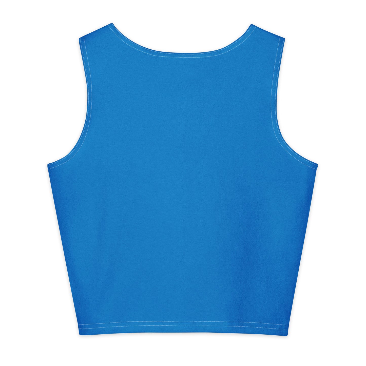 Cotton crop top in solid blue, sleeveless racerback style