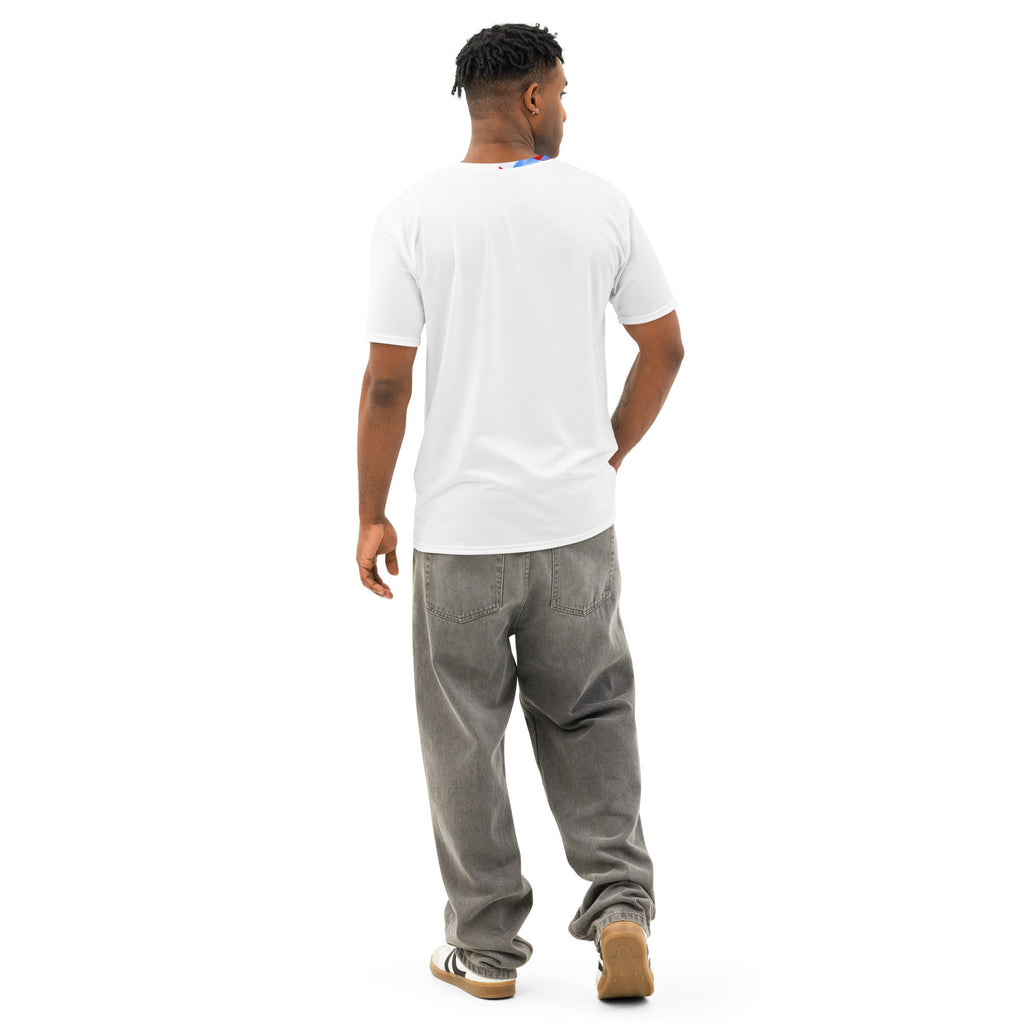 Men's white cotton crew-neck T-shirt, plain back view