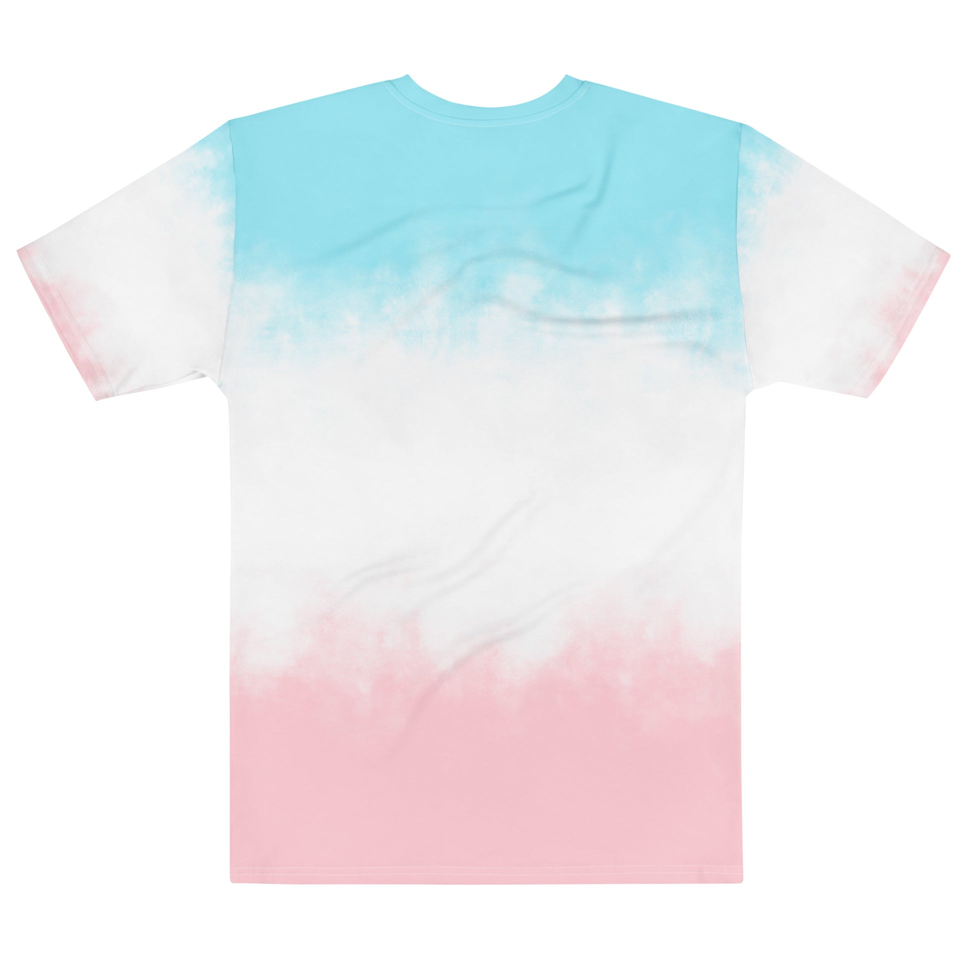 Men's tie-dye t-shirt with sky-blue to pink gradient panels