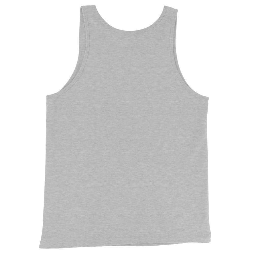 Unisex tank top, heather gray, scoop neck and sleeveless cut
