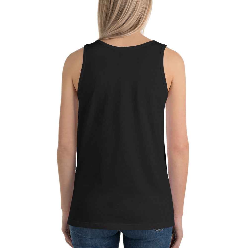 Unisex tank top, sleeveless black back view