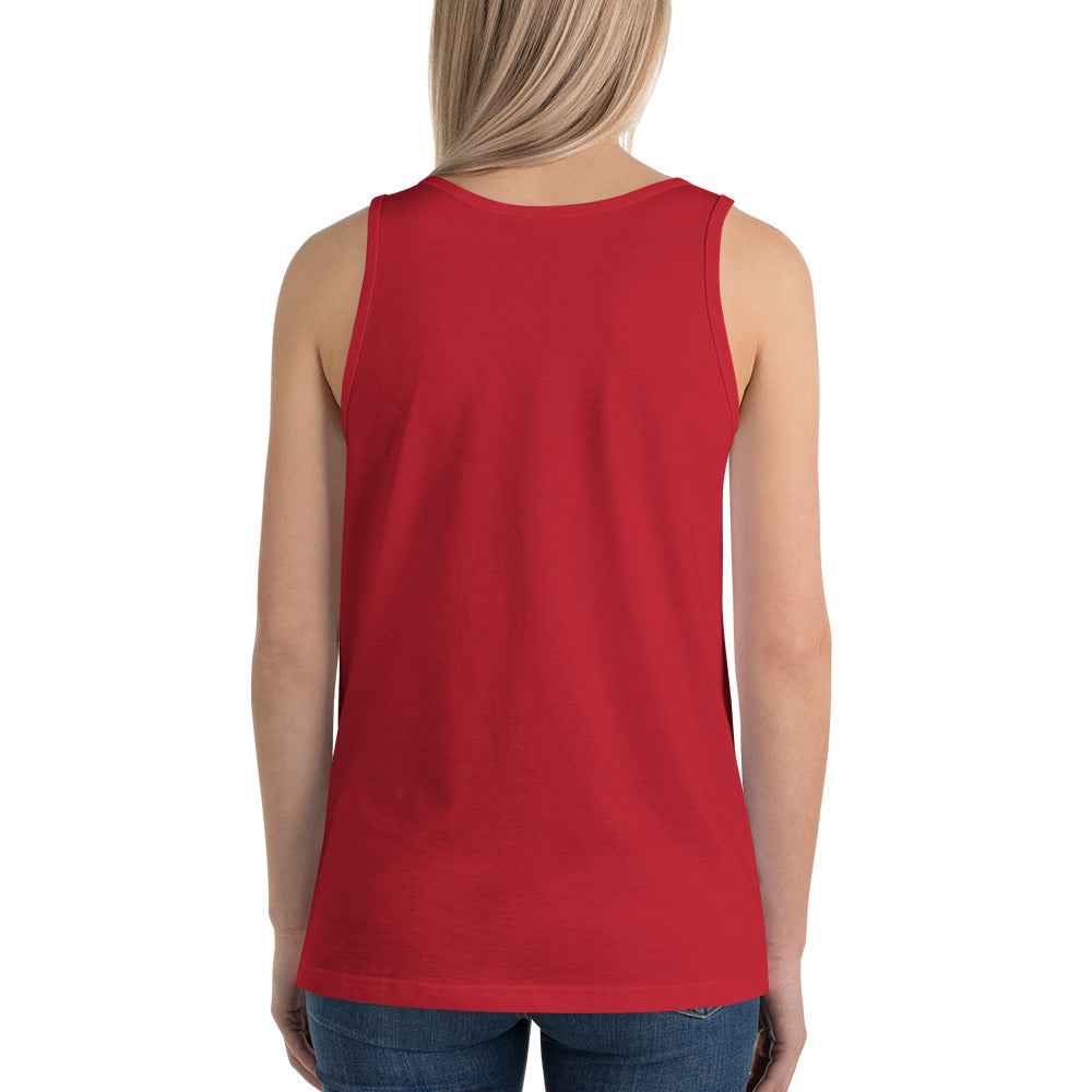 Unisex tank top, sleeveless red back view