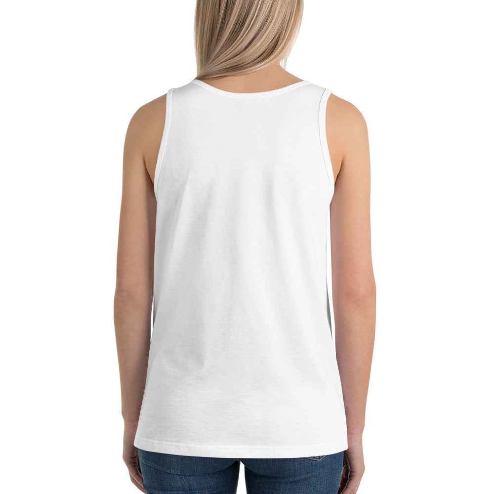Unisex tank top, sleeveless white back view