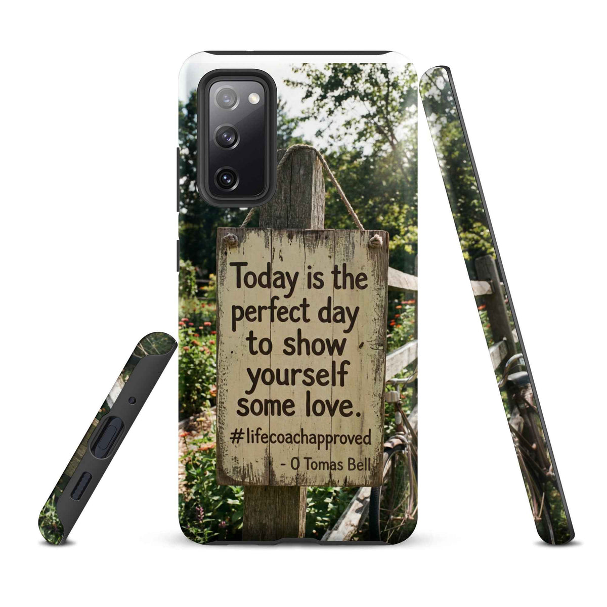 Tough Samsung® phone case with rustic sign quote and #lifecoachapproved design
